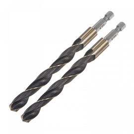 sourcing map High-Speed Steel Spiral Drill Bit 10.5 mm Diameter 1/4 Inch Hexagonal 132 mm Long Pack of 2