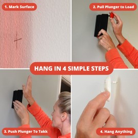 Takker® Easy One-Step Picture Frame Hanging Tool Kit - No Tools/Nails Required – As Seen On Dragon’s Den - Hang On Walls, Plasterboard, Wood, Up to 8kg Pictures Canvas Clock Decor Utensils Tools