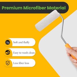 Mister Rui Paint Roller Covers, 40 Pieces, 4 Inch Paint Roller 6mm Nap and Frame, Microfiber Paint Rollers for Painting Walls, Cabinets, Trim, Use with All Paints and Stains