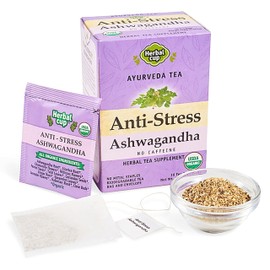 Herbal Cup Ayurveda Ashwagandha Tea, Organic Anti-Stress, No Caffeine Herbal Supplement (16 Count, Pack of 6)