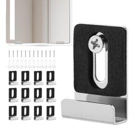 12 Pcs Metal Mirror Holder Clips, Mirror Clips Wide Channel Mirror Holder Frameless Mounting Hardware Hooks, Wall Mounting Mounting Clips with Screws Mirror Hangers Retainer Clips