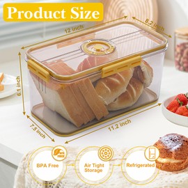 ANYPROLUS Bread Box for Homemade Bread, Airtight Kitchen Counter Storage Container with Lid, Large, Yellow