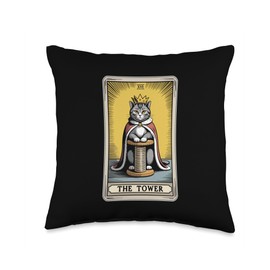 The Tower Cat Tarot Card Cat Scratching Post Tree Cat Throw Pillow