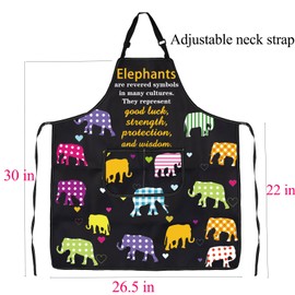 FUSTMW Elephant Gifts Elephant Apron with Pockets Elephant Inspirational Gifts for Elephant Lover Cooking Kitchen Chef BBQ Apron (Elephant Apron)