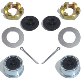 iBroPrat 2Set Trailer Nut Kits 1" Spindle Shaft Can-am Castle Nuts 1" Washers 2.25" Cotter Pins 1.98" Dust Covers and Rubber Plugs for 1" Shaft Spindle