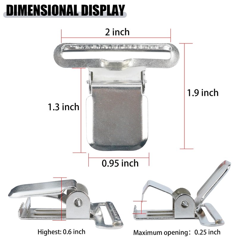 KUNN 2 Inch Suspender Clips Heavy Duty Suspender Clips Metal
