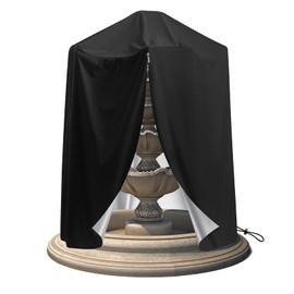 SELUGOVE Fountain Cover 42H × 36D Inches Black 210D Oxford Fabric All-Weather Fountain Dust Cover with Drawstring Waterproof Protective Cover for Outdoor Patio Garden