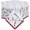 Crayons Oilcloth Tablecloth with Solid Red Trim You Pick The