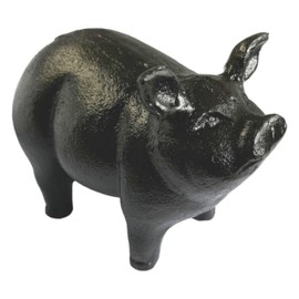 NACH Cast Iron Pig Garden Statue, Rustic Garden Sculptures Pig Decor, Black Door Stopper, Rustic Door Stop/Paperweight, Pig Outdoor Statues, Garden Decor, Black, Standing Pig, JS-90-7153