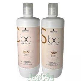 Schwarzkopf BC Bonacure Q10+ Time Restore Shampoo & Conditioner, 33.8oz + Pumps.