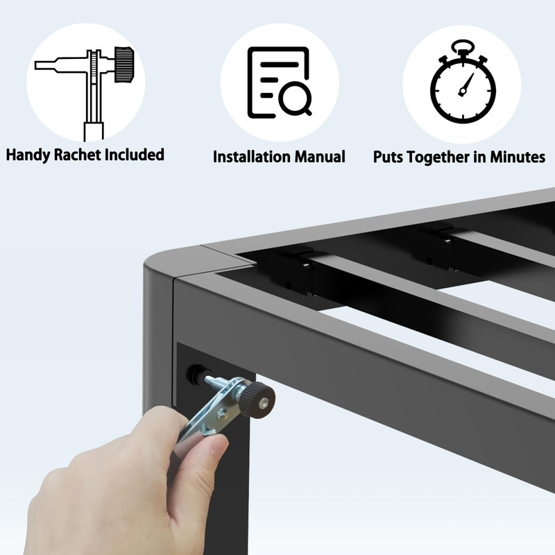 FUIOBYVV 10 Inch King Bed Frame with Rounded Corner and