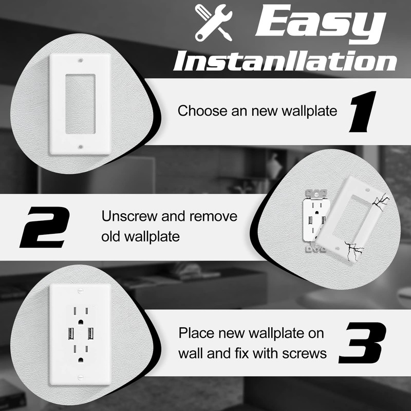 Decorator Wall Plate 1-Gang Light Switch Plate Outlet Cover,Unbreakable Polycarbonate