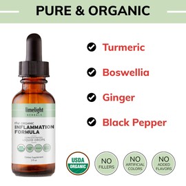 USDA Organic Inflammatory Support Drops - Turmeric Curcumin, Ginger, Boswellia & Black Pepper - Joint & Mobility Relief - High Absorption - 3rd Party Tested - Vegan, Non-GMO - 60 Servings - USA Made