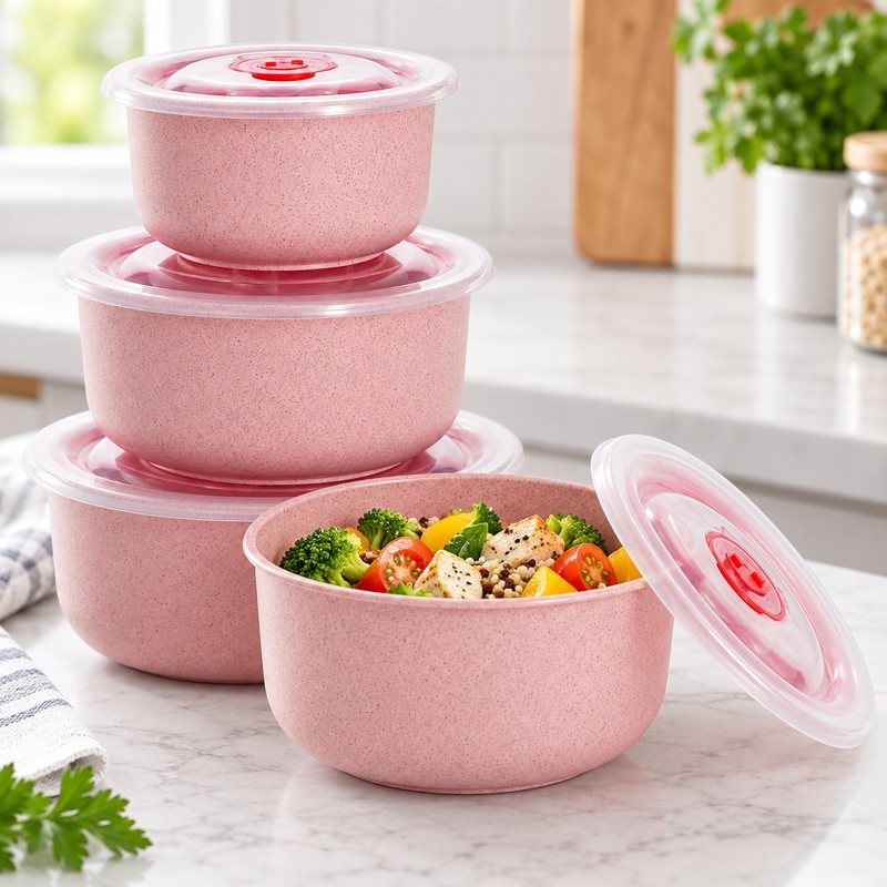 3-Piece Wheat Straw Food Storage Bowl Set for Meals –