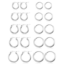 ORAZIO 3-10 Pairs Hoop Earrings for Women 316L Stainless Steel Silver Gold Small Hoop Earrings Hypoallergenic Huggie Earrings Lightweight Endless Cartilage Earring Thick Hoop Earring Sets 6-18MM,