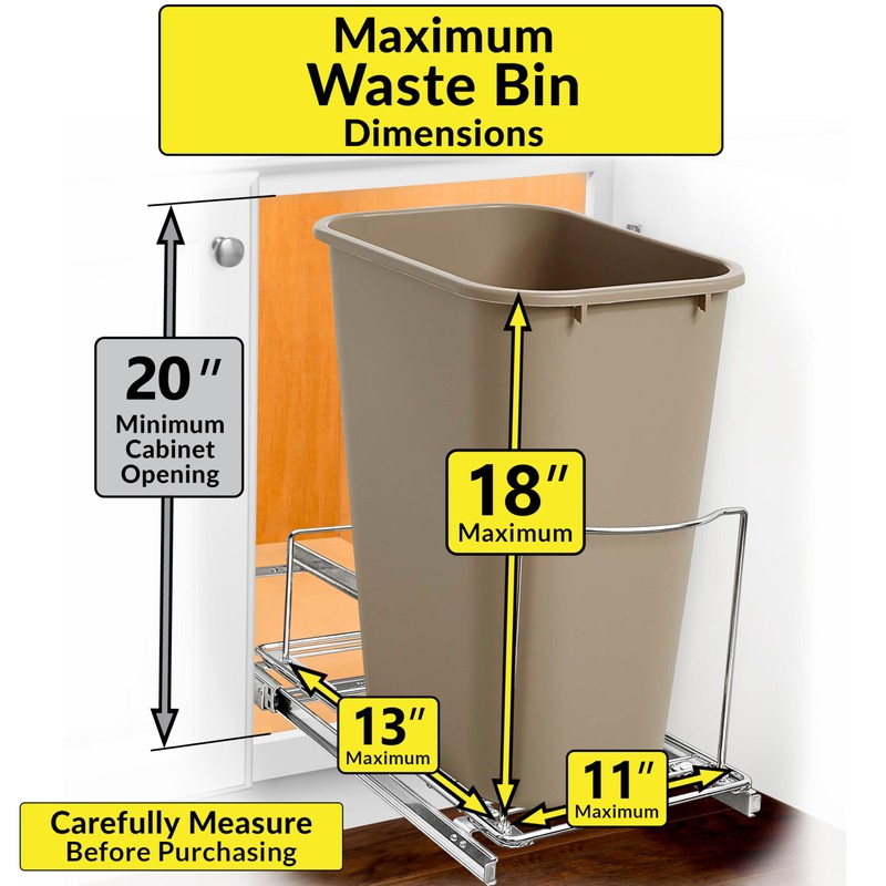 LYNK PROFESSIONAL® Pull-Out Trash Can Drawer – Sliding Organizer for