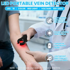 HEbsjjhd Portable LED Vein Finder - Red Light IV Access Viewer Locator,Used in Nurse Clinics and Home Venipuncture,Detection lamp Suitable for Various Skin Types (Black)