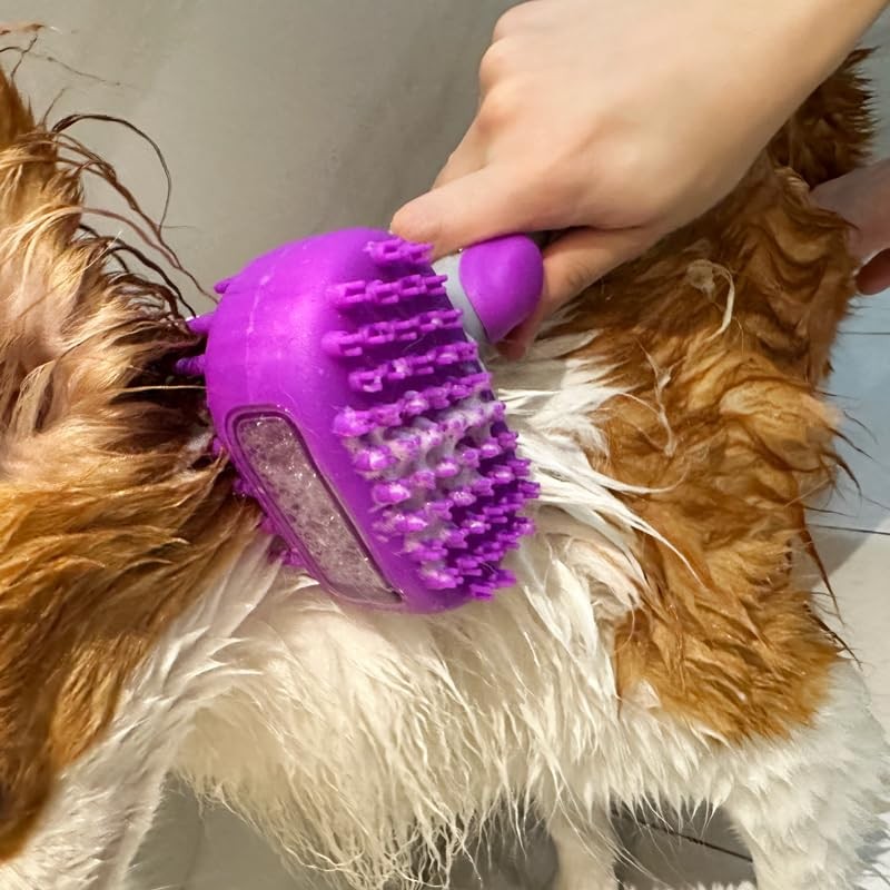 Pet Dog Bath Brush, 2 in 1 Silicone Brush Bathing