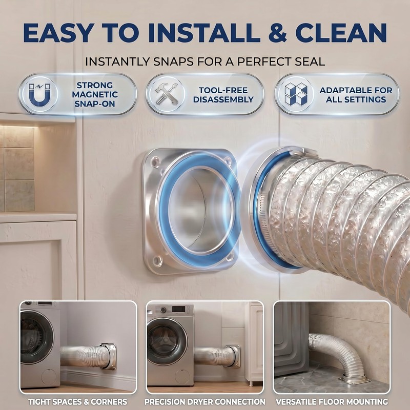 Magnetic Dryer Vent Coupling Kit, 4 Inch, Quick Connect Connector