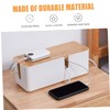 TEHAUX Cable Management Box Bamboo Lid Power Charging Data Cable