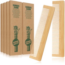 COM-FOUR® 10 x Bamboo Hair Comb - Wooden Comb - Fine-Toothed Hairdressing Comb - Handy and Robust Pocket Comb - 13.5 cm (Pack of 10 - Natural Brown)