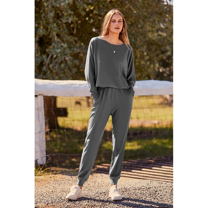 PRETTYGARDEN Women's Fashion Outfits 2 Piece Sweatsuit Solid Color Long