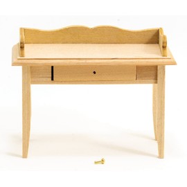 Dollhouse Miniature Unfinished Writing Desk with 1 Drawer