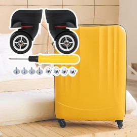 1 Pair Replacement Wheels for Luggage 360 Swivel Dual Suitcase Casters Black (W042)