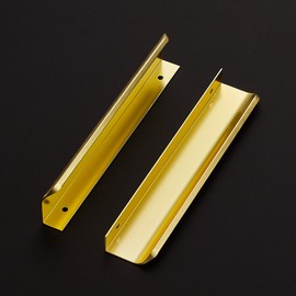 Ravinte 10 Pack Finger Pulls for Cabinets - 160mm/6.25" Hole Center Tab Handle - Gold Edge Pulls - Concealed Handles for Kitchen Drawer - 200mm/7.87" Length