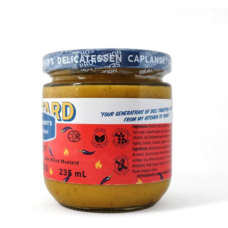 Caplansky’s Deli Mustard - Spicy - Kosher, Vegan, Non GMO,