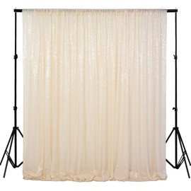 ShiDianYi 4FTX6FT-Ivory-SEQUIN Photo Backdrop, Beige Wedding Photo Booth, Photography Background Ivory Sequin Backdrop Curtain Glitter Backdrop for Parties