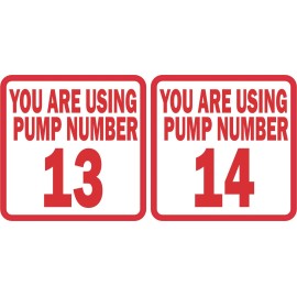 StickerTalk Pump Number 13 and 14 Vinyl Stickers, 2.5 inches x 2.5 inches