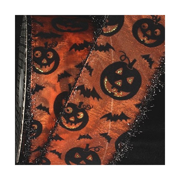 The Ribbon People Metallic Sheer Black and Orange Halloween Pumpkins