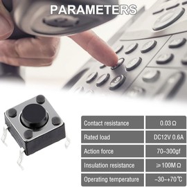 DAOKAI 100PCS Tactile Tact Push Button Micro Switch 4Pin 6x6x4.5mm Vertical Momentary Switch Miniature Button Electronic Components for Panel PCB