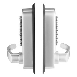 14-Key Mechanical Keyless Entry Smart Lock Double-Sided Stainless Steel Door Lock Handle Keypad Smart Locks for Secure HomeColor: Silver Color