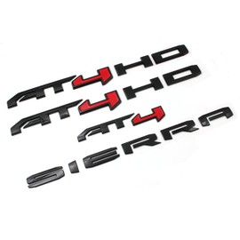 Mnneryss 6PCS Black Red AT4 HD Emblems Sierra Letters Compatible with 2019-2024 Sierra 2500HD 3500HD (Black Red)