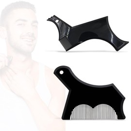 XENQITO 2 Pieces Beard Stencil Men, Beard Stencil, Beard Shaper Template Shaping Tool, Styling Comb Stencil For Goatee, Moustache, Sideburns, Facial Hair, Trimming for Men, Jaw cut-out(Schwarz)