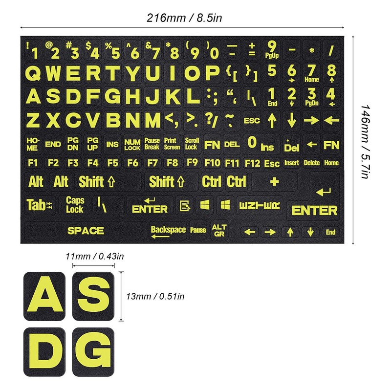 Universal English Large Lettering Keyboard Stickers for PC Computer Laptop