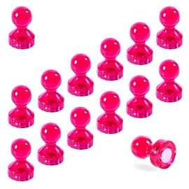 TMS Small Strong Fridge Magnets, 14 Pink Magnetic Push Pins for Whiteboards, Office Calendars, Wire Wall Notice Boards, Maps, Memo Boards, Neodymium Skittle Marker Magnets (Pink, Small (14 Pins))