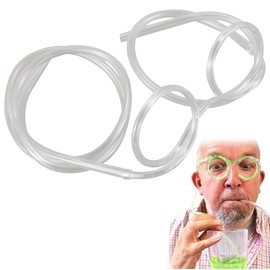 Pack of 4 Novelty Glasses Straw, Straw Glasses, Reusable Straw Glasses, Crazy Fun Loop Straws, Flexible Multicoloured Straws for Birthday Parties, Party Game, Transparent