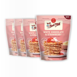 Bob's Red Mill White Chocolate & Strawberry Pancake Mix, 20oz (Pack of 4) - Just Add Water, Makes 32-40 Pancakes per Bag