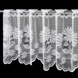 Molaxhome Lace Net Curtains, Short Curtains, Jacquard Semi-Transparent Kitchen Curtains, Bistro Curtain, Window Curtain, Kitchen Curtains, Window Curtain with Curved Edge, Valance for Kitchen, Cafe,