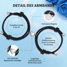 Couple Bracelet Magnet, Couple Bracelets, Partner Bracelet, Long Distance Relationship Bracelet, Love Bracelet for Couples, Gifts for Boyfriend, Girlfriend, His and Her Valentine's Day Bracelet,