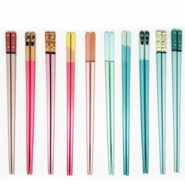 10 Pairs Fiberglass Reusable Chopsticks, Non-Slip,Chopsticks Set for Sushi, Ramen,Dumpling, Asian Cuisine,Noodles, Bento Box,Chinese Japanese Korean Food, Pink+Teal