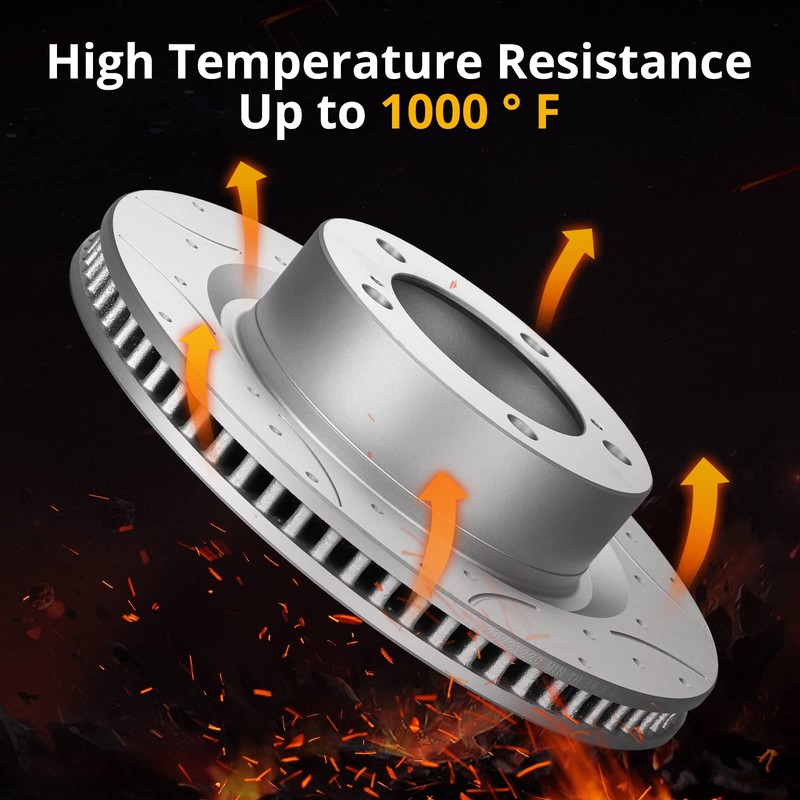 GarveeTech Front Brake Rotors, Drilled and Slotted Brake Rotors for