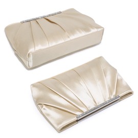 Dasein Elegant Pleated Evening Clutch Bags for Women Formal Handbags Purses for Wedding Party Prom with Sparkly Rhinestones