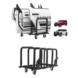 JROAD Door Hanger Storage Rack Bracket Holder Compatible with 2007-2024 Jeep Wrangler JK JL Gladiator JT and Compatible with 2021-2024 Ford Bronco Movable Stand Rack Sliding for 2/4 Door (Black)