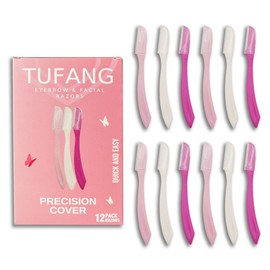 12 pcs tufang Eyebrow & Facial Razor For Women, Facial Eyebrow Razor, Women disposable shaving razors, face razors for women, peach fuzz remover,eyebrow razors for women,dermaplaning razor