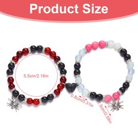 LuLiyLdJ Spider Love Magnetic Attraction Couple Stretch Bead Bracelet, Bracelet for Girls, Bracelets, Charms, Pendants, Jewellery Bracelets, Birthday Gift for Women, Pack of 2, Clear, silver