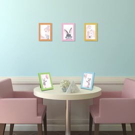 Minesaxel 4x6 Yellow Glitter Picture Frame Set of 2, Wall Gallery 4 x 6 Colorful Photo Frames, Sparkle Cute Fun Artwork Frame for Wall or Tabletop